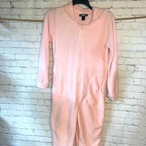 Lg hooded pink fleece onsie MANDEE. SUPER SOFT. Preloved in excellent condition